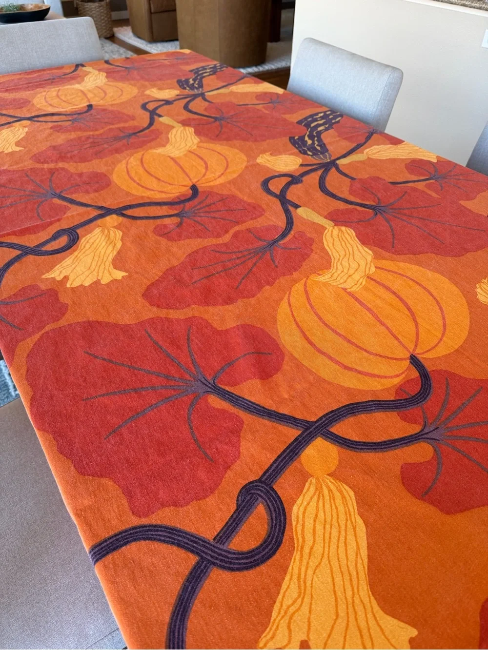 Marimekko for Crate and Barrel Kumina Orange Tablecloth